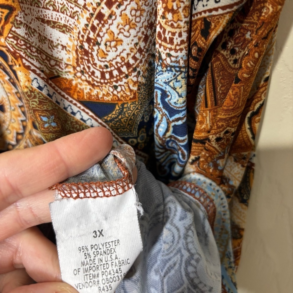 Koret Sleeveless Top Blouse Womens 3X Brown Blue Stretch Modest Tapestry Paisley - Picture 6 of 7